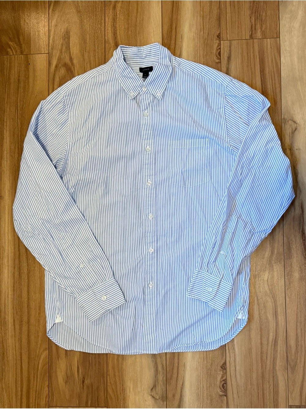 J Crew Shirt Mens M Blue Striped Button-Up Relaxed Pocket Casual Preppy Nautical